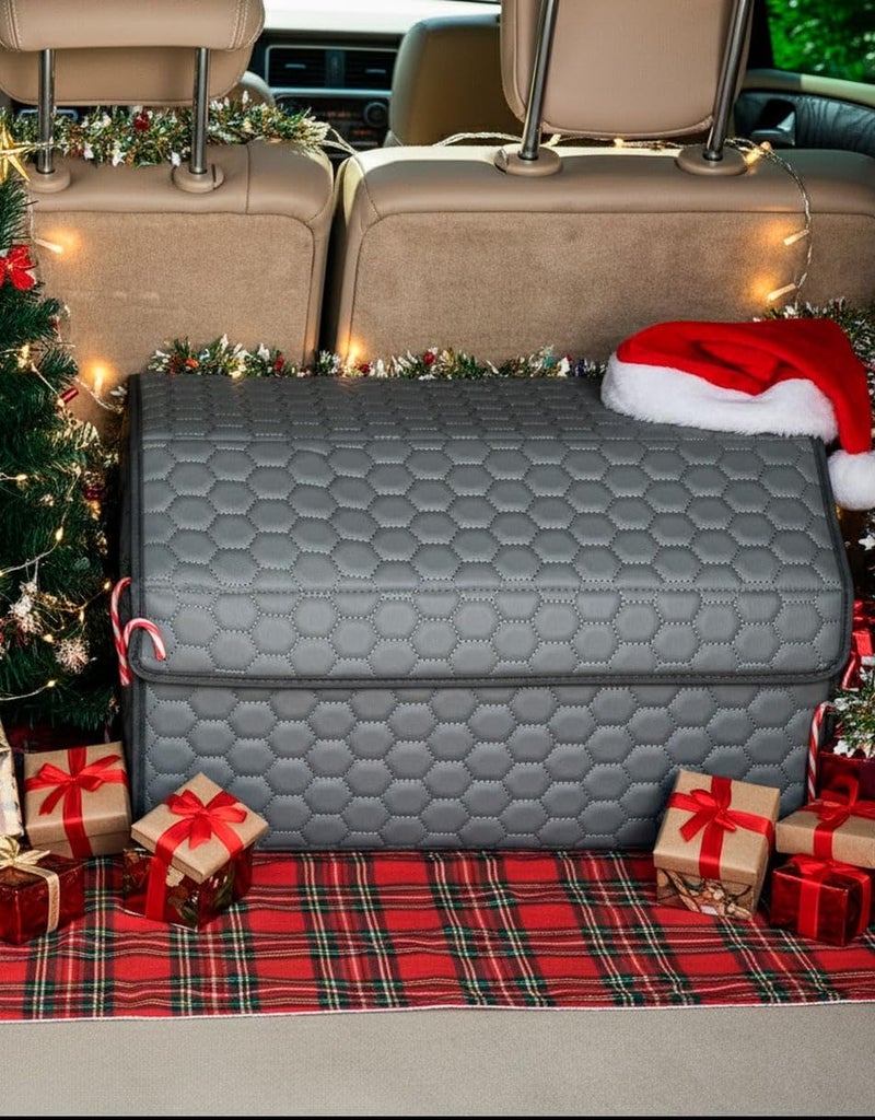 Owleys Foldable Trunk Organizer For Car - Trunk Organizers Car Storage - Collapsible Auto Trunk Organizer With Lid - Small And Large Cargo Organizer - Trunk Organization (Gray 17) - Image 1